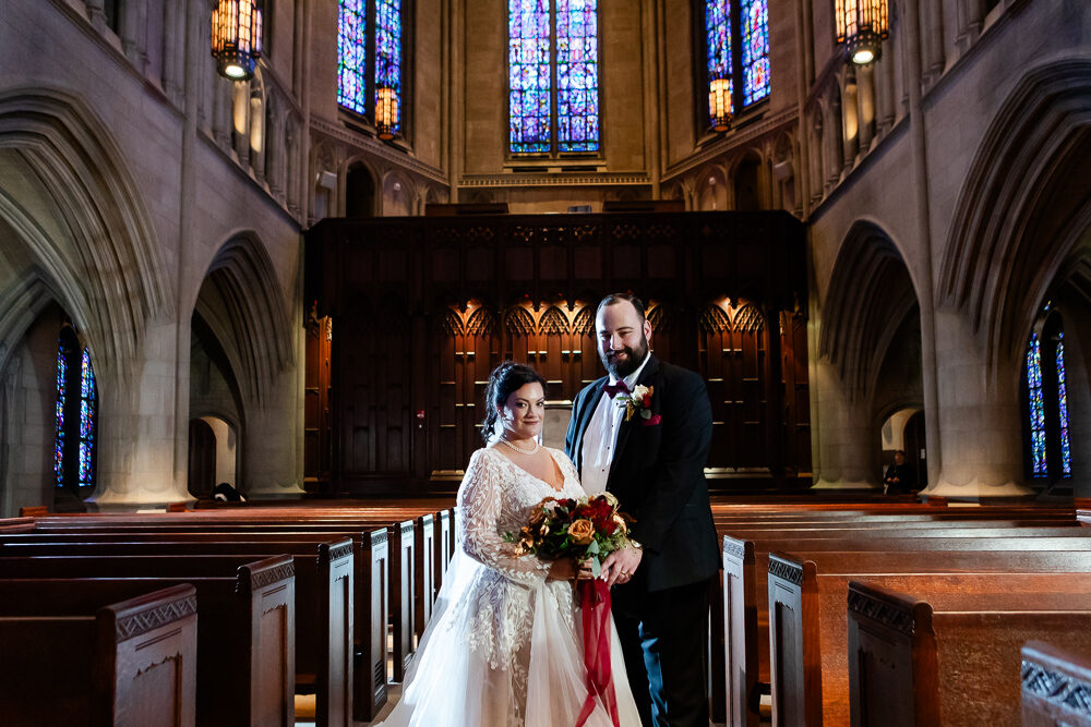Bride and Groom at Heinz Memorial Chapel, Pittsburgh