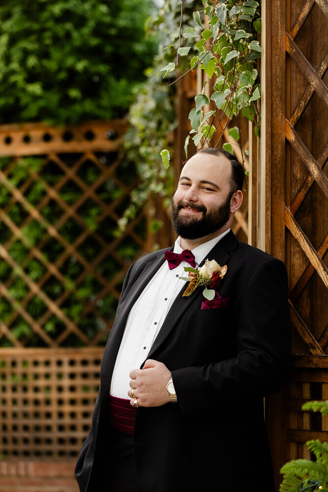 Groom in the Broderie Room at Phipps Conservatory in November