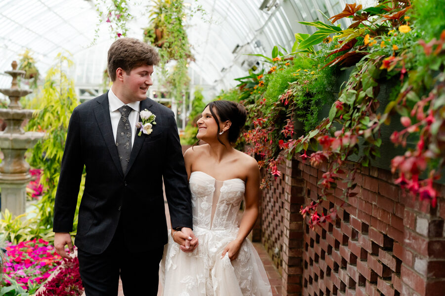 Bride and Groom Wedding Portrait at Phipps Conservatory Pittsburgh