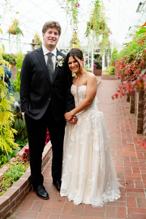 Bride and Groom Wedding Portrait at Phipps Conservatory Pittsburgh