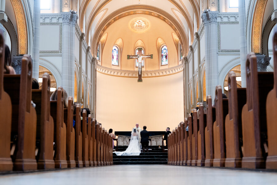 Bride and Groom at Saint Vincent Basilica