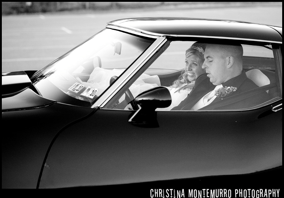 Pittsburgh Wedding Pictures - Bride and Groom in Corvette