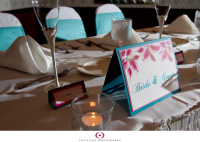 Wedding details: Stargazer lilies and printed materials
