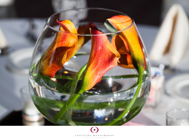 floral reception centerpieces roses calla lilies Pittsburgh Grand Hall Priory