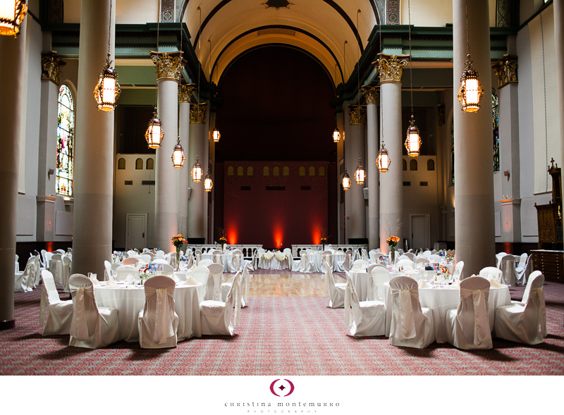 floral reception centerpieces roses calla lilies Pittsburgh Grand Hall Priory