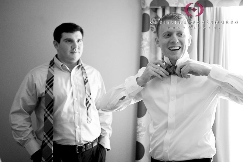 Groom Tying Bowtie Pittsburgh Wedding Photography