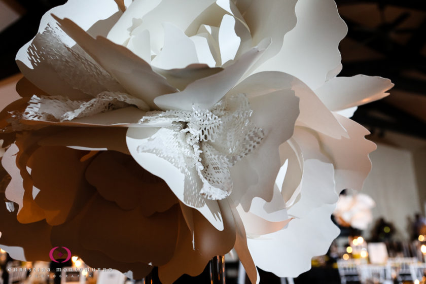 Black and White Wedding Reception Details DIY Paper Flower Centerpieces Edgewood Club Pittsburgh Wedding Photography