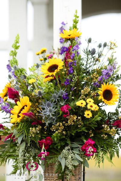 Ceremony Floral Arrangement SunflowersLingrow Farms Wedding Pittsburgh Wedding Photography-15