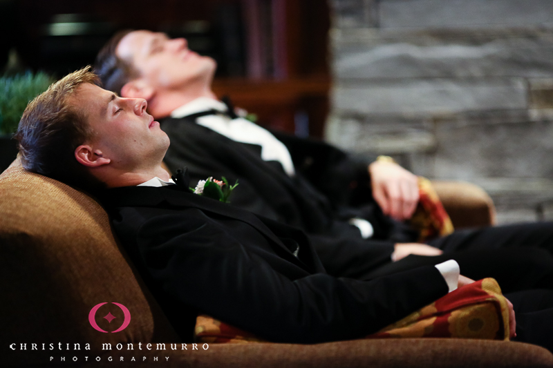 Snoozing Groomsmen Pittsburgh Wedding Photography