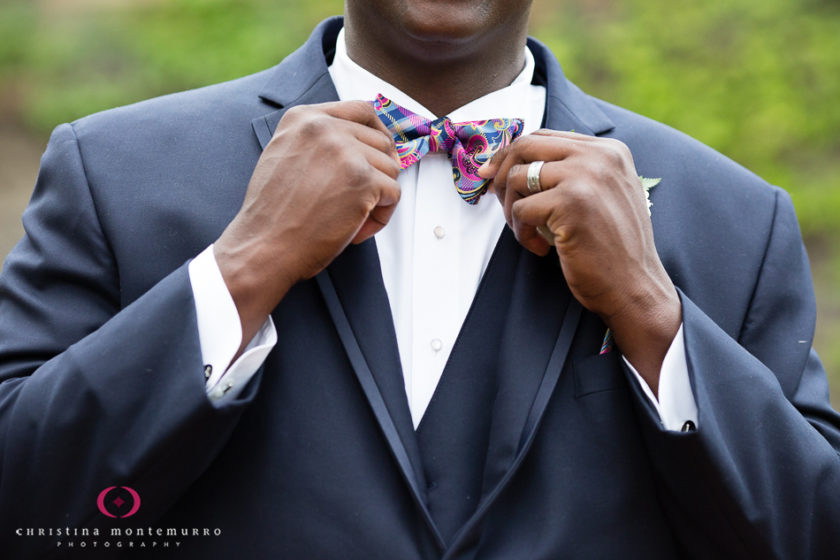 Groom paisley bowtie Pittsburgh Wedding Photography
