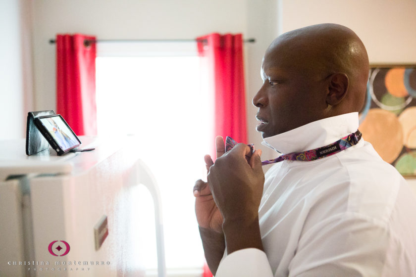Groom tying bow tie Pittsburgh Wedding Photography -3