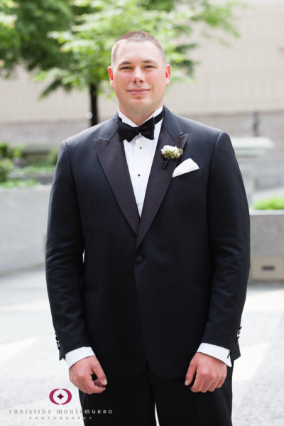 Groom Portrait Mellon Square Plaza Pittsburgh Wedding Photography