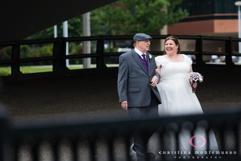 Bride Walking through Point State Park with her father