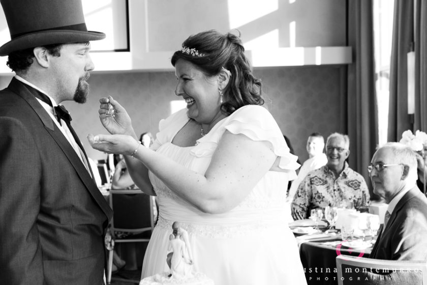 Bride and Groom Eating Cake at the Wyndham Pittsburgh