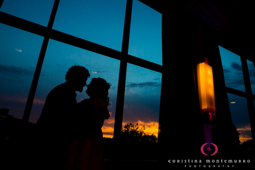 Bride and Groom Sunset Silhouette Wyndham Grand Pittsburgh Point State Park