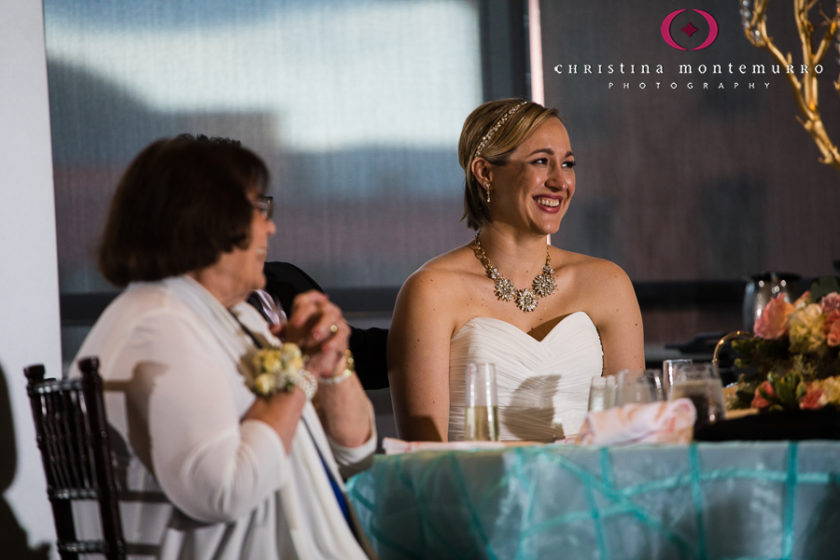 Bride listening to her father's speech atHeinz History Center Pittsburgh