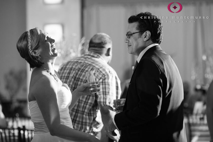 Happy bride and groom dancing at their wedding reception at the Heinz History Center Mueller Center