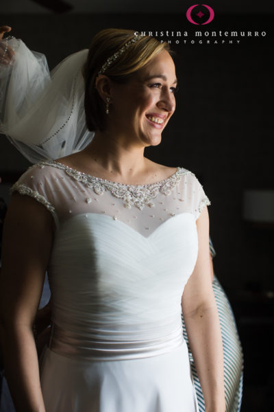 Happy bride getting ready for her wedding