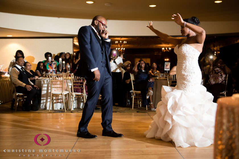 Bride and groom first dance at Bob and Delores Hope Room Omni William Penn