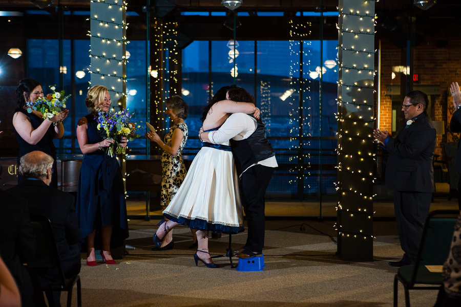 Bride Uses Stepstool for her First Kiss with her new wife