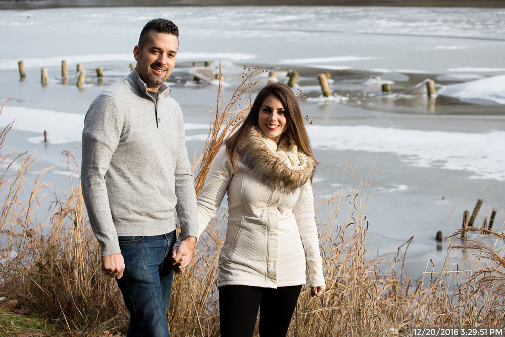 Anniversary Photos in North Park in Winter by Frozen Lake