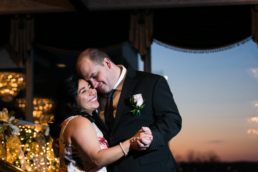 Happy Just Married Couple at Dusk at the Lemont