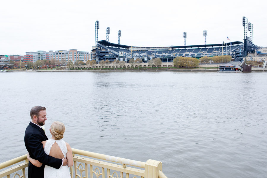 Bride and Groom Portrait at Pittsburgh Riverfront